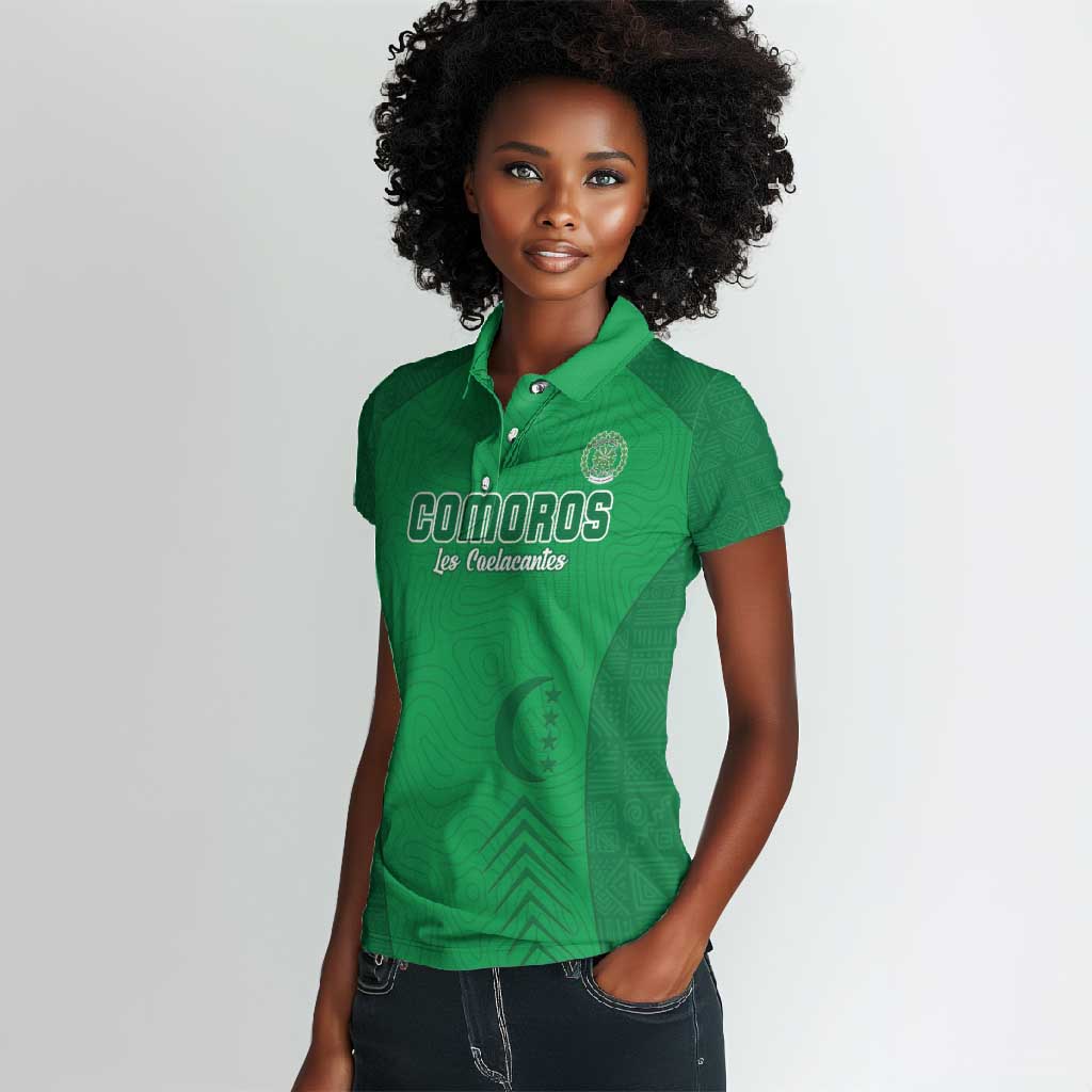 Custom Comoros Football Women Polo Shirt Go Les Coelacantes