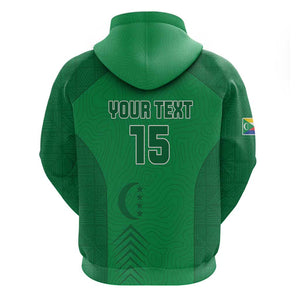 Custom Comoros Football Zip Hoodie Go Les Coelacantes