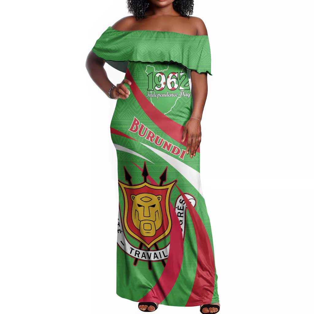 Personalized Burundi Off Shoulder Maxi Dress 63rd Anniversary of Independence