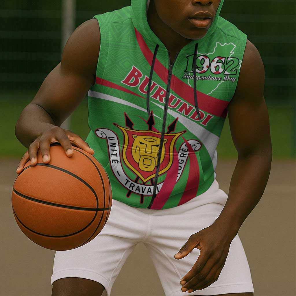 Personalized Burundi Sleeveless Zip Hoodie 63rd Anniversary of Independence - African Pride