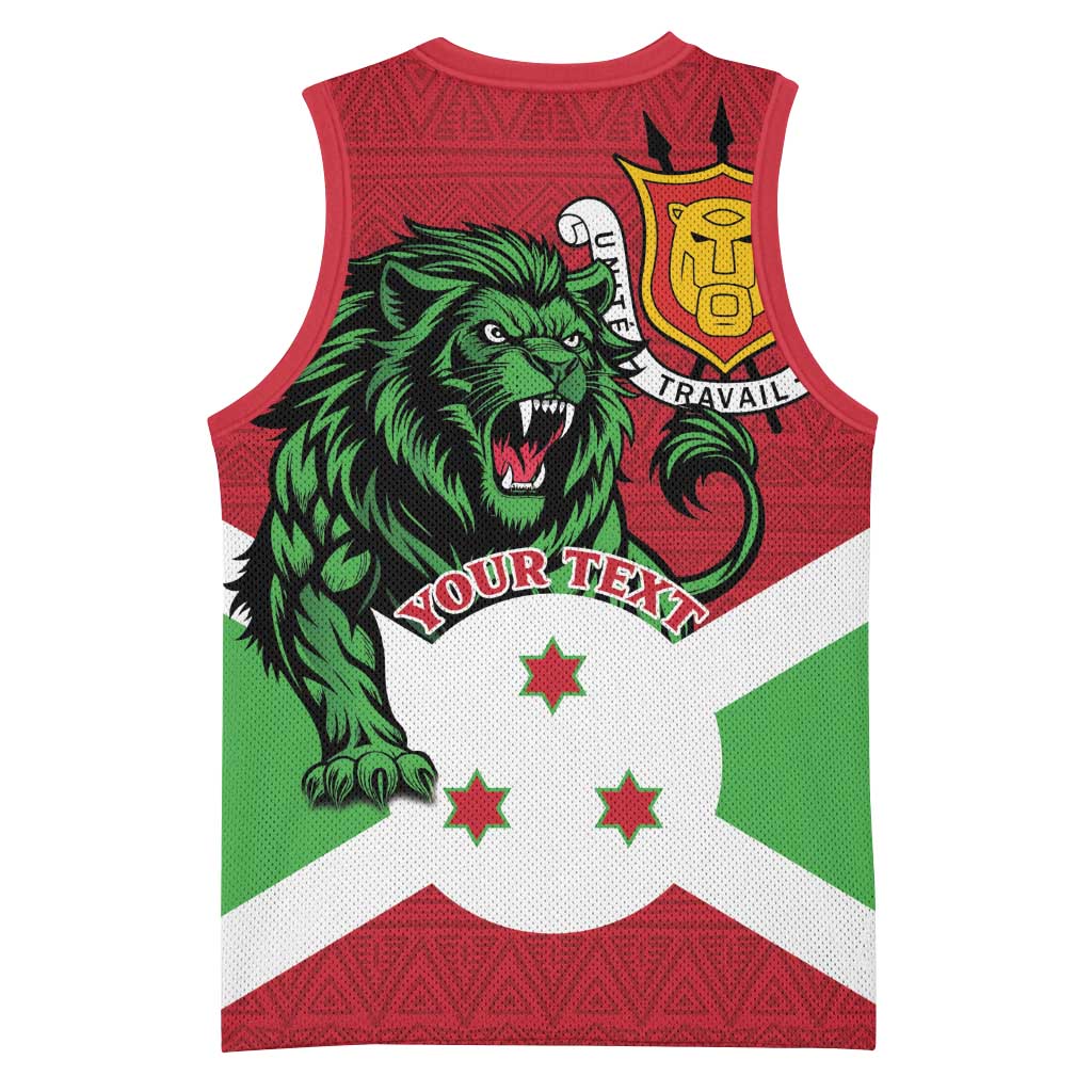 Personalized Jamhuri ya Burundi Basketball Jersey Lion With Coat Of Arms - Flag Style LT15