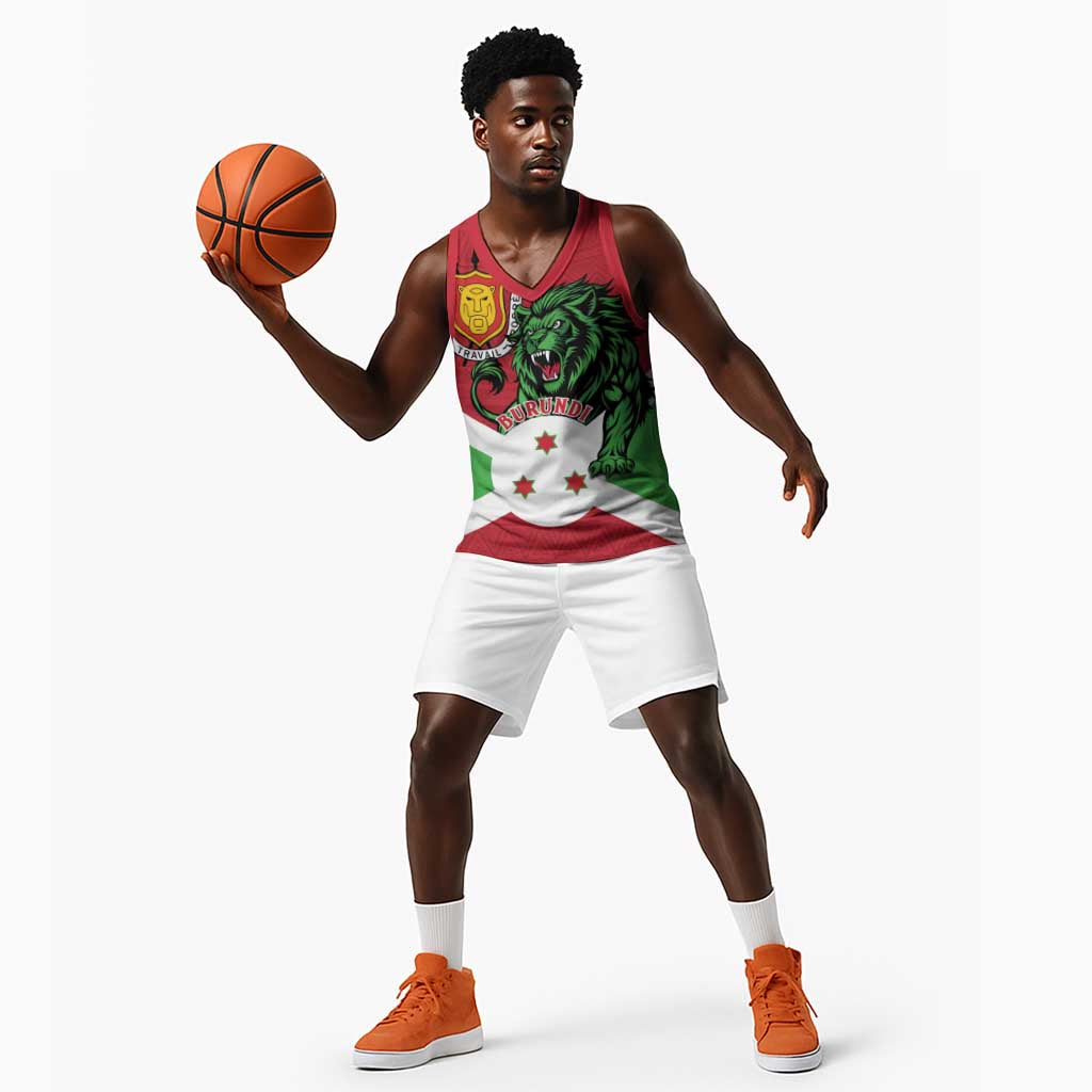 Personalized Jamhuri ya Burundi Basketball Jersey Lion With Coat Of Arms - Flag Style LT15