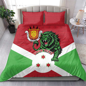 Personalized Jamhuri ya Burundi Bedding Set Lion With Coat Of Arms - Flag Style