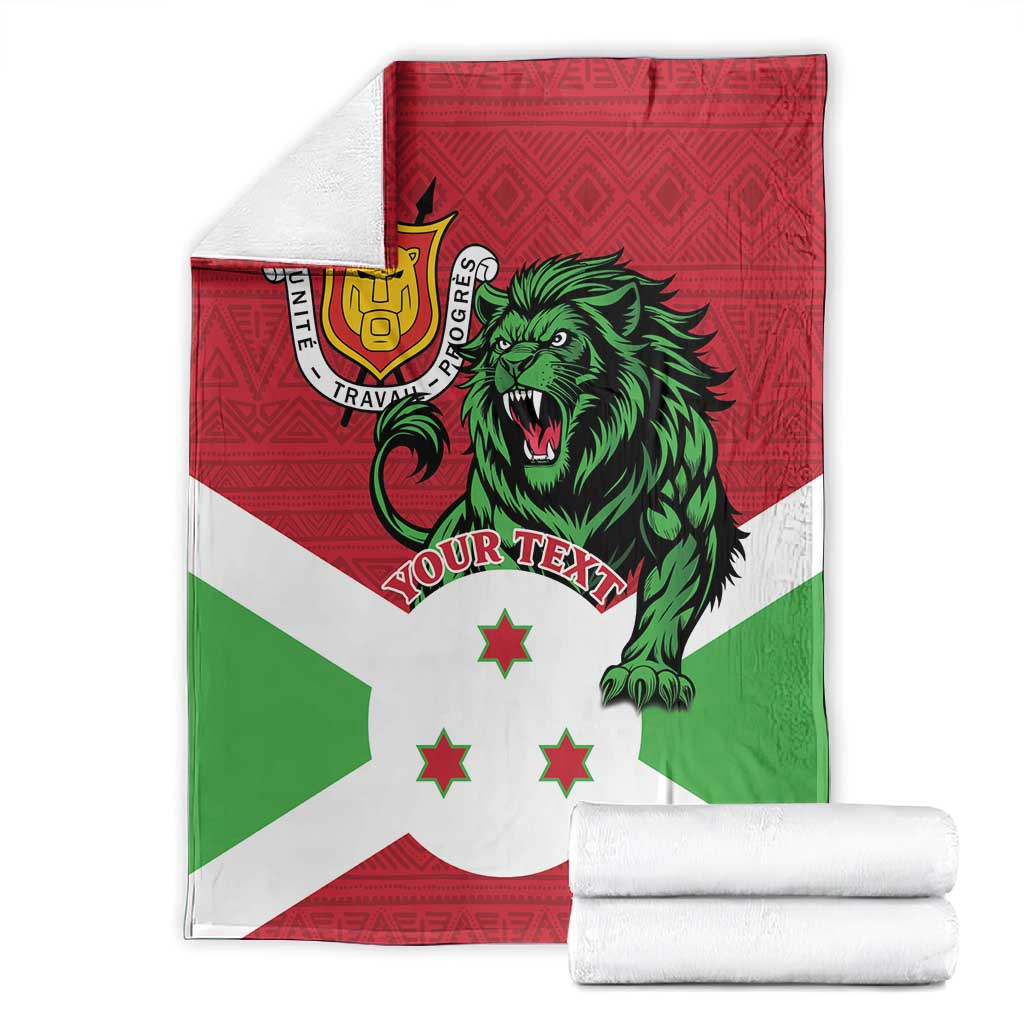 Personalized Jamhuri ya Burundi Blanket Lion With Coat Of Arms - Flag Style