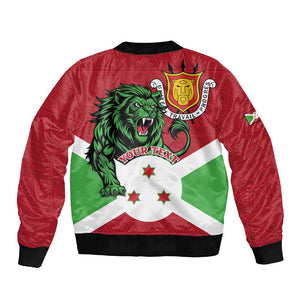 Personalized Jamhuri ya Burundi Bomber Jacket Lion With Coat Of Arms - Flag Style