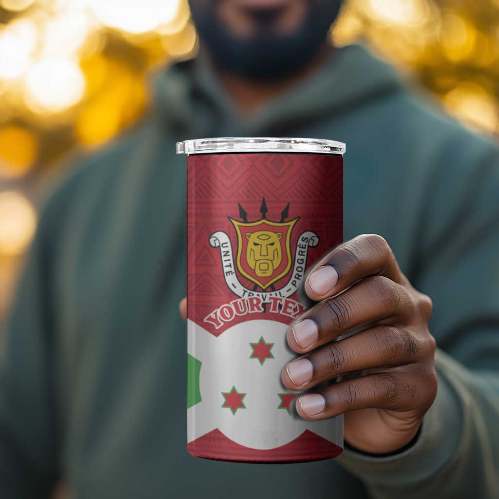 Personalized Jamhuri ya Burundi 4 in 1 Can Cooler Tumbler Lion With Coat Of Arms - Flag Style