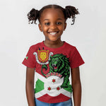 Personalized Jamhuri ya Burundi Kid T shirt Lion With Coat Of Arms - Flag Style