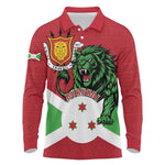Personalized Jamhuri ya Burundi Long Sleeve Polo Shirt Lion With Coat Of Arms - Flag Style