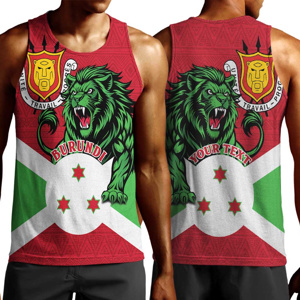 Personalized Jamhuri ya Burundi Men Tank Top Lion With Coat Of Arms - Flag Style