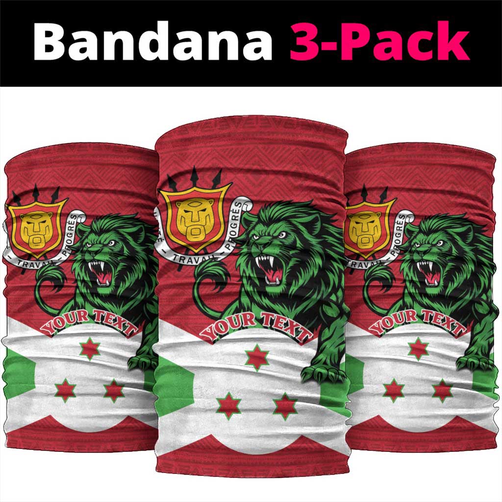 Personalized Jamhuri ya Burundi Neck Gaiter Lion Coat Of Arms - Flag Style LT15