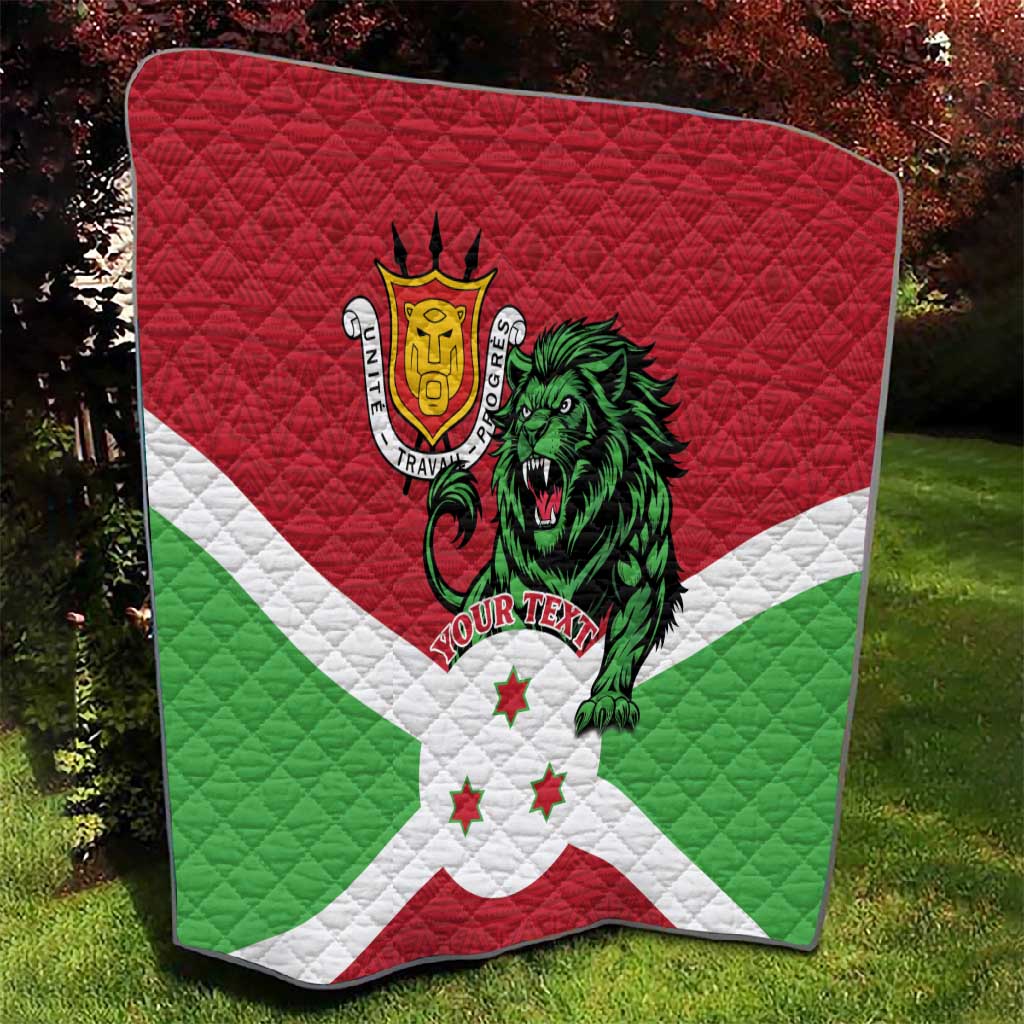 Personalized Jamhuri ya Burundi Quilt Lion With Coat Of Arms - Flag Style