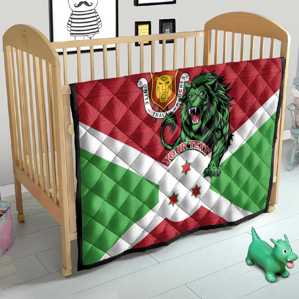 Personalized Jamhuri ya Burundi Quilt Lion With Coat Of Arms - Flag Style