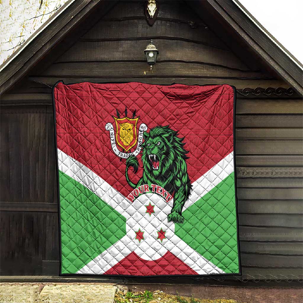 Personalized Jamhuri ya Burundi Quilt Lion With Coat Of Arms - Flag Style