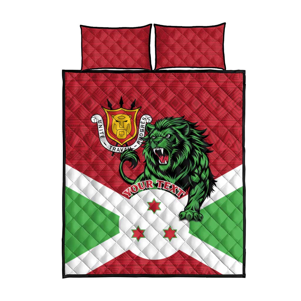 Personalized Jamhuri ya Burundi Quilt Bed Set Lion With Coat Of Arms - Flag Style