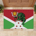 Personalized Jamhuri ya Burundi Rubber Doormat Lion With Coat Of Arms - Flag Style