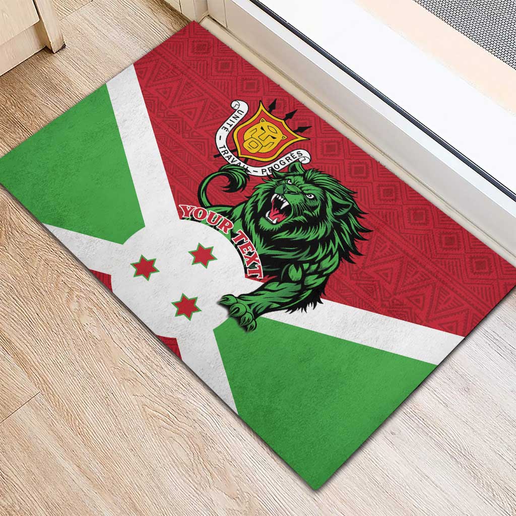 Personalized Jamhuri ya Burundi Rubber Doormat Lion With Coat Of Arms - Flag Style