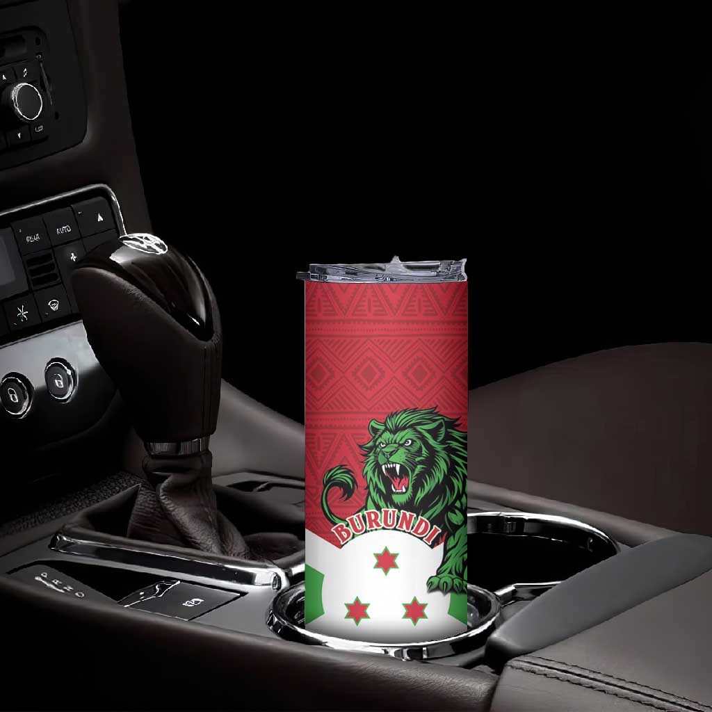 Personalized Jamhuri ya Burundi Skinny Tumbler Lion With Coat Of Arms - Flag Style