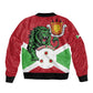 Personalized Jamhuri ya Burundi Sleeve Zip Bomber Jacket Lion With Coat Of Arms - Flag Style