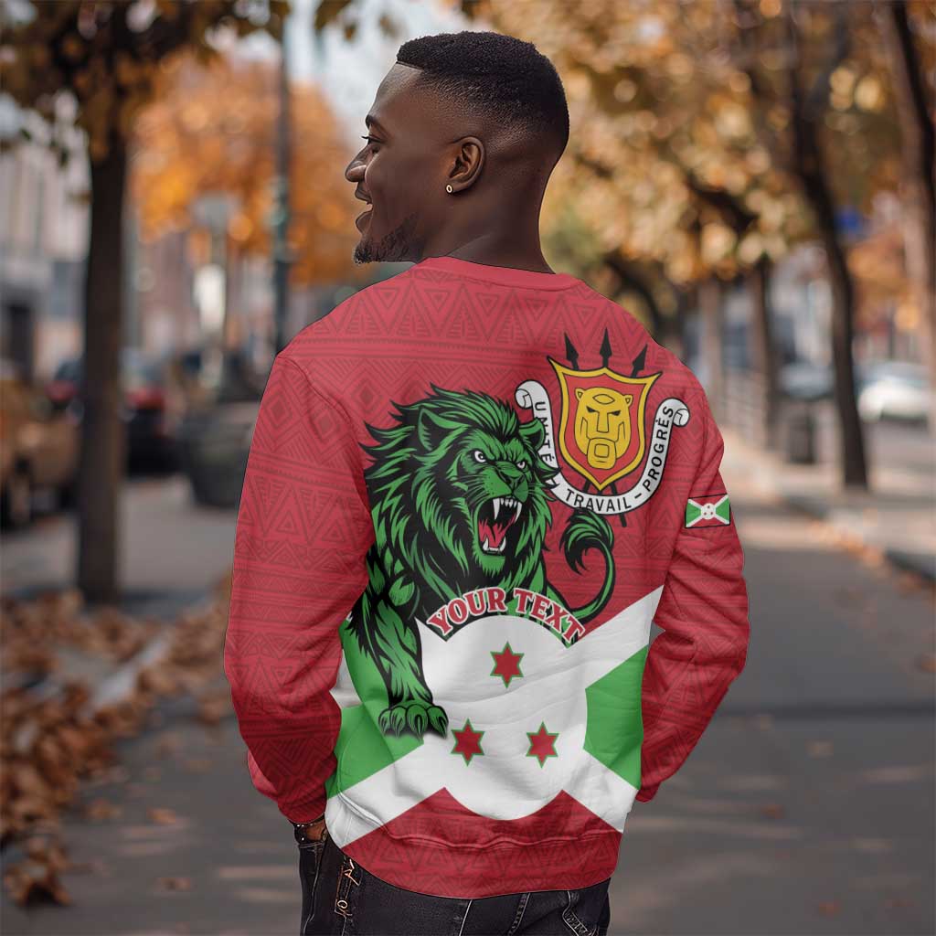 Personalized Jamhuri ya Burundi Sweatshirt Lion With Coat Of Arms - Flag Style