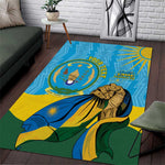 Personalized Happy Rwanda Independence Day Area Rug Coat Of Arms With Map