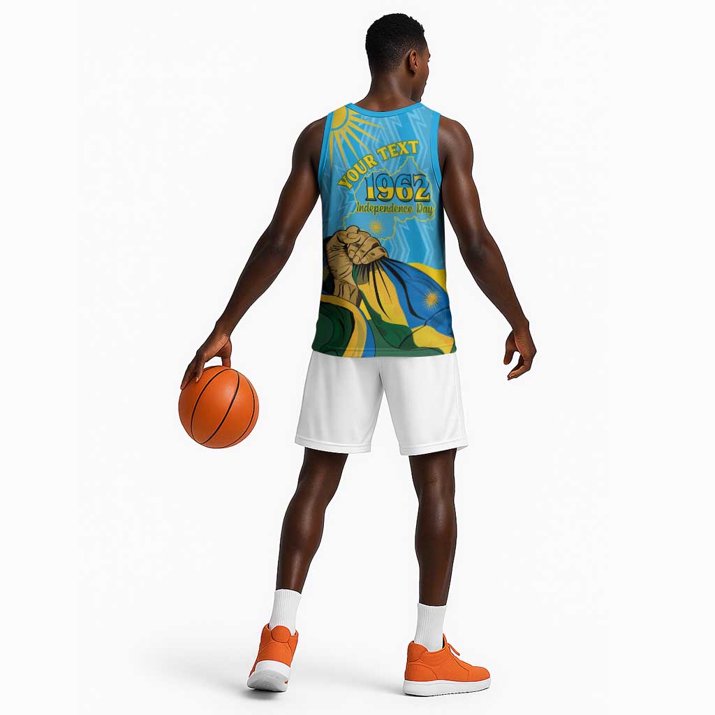 Personalized Happy Rwanda Independence Day Basketball Jersey Coat Of Arms With Map LT15