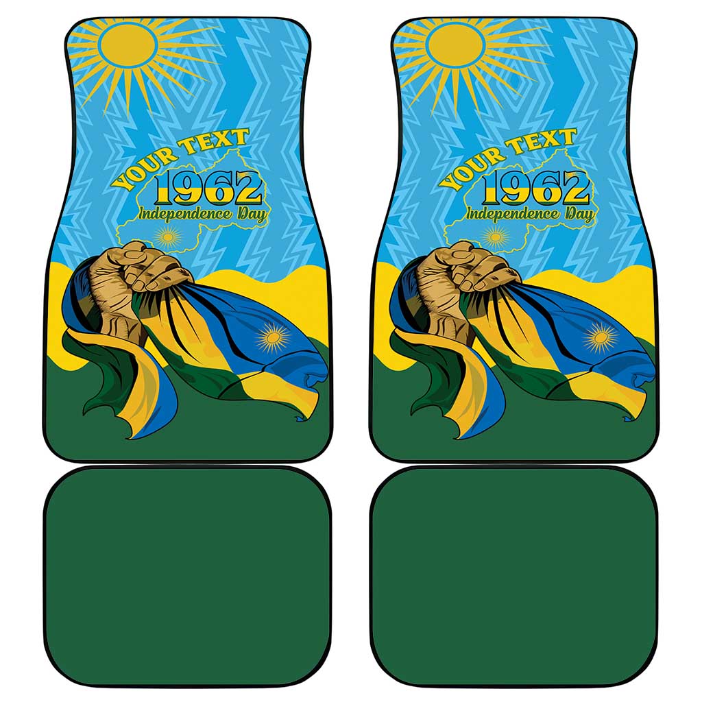 Personalized Happy Rwanda Independence Day Car Mats Coat Of Arms With Map