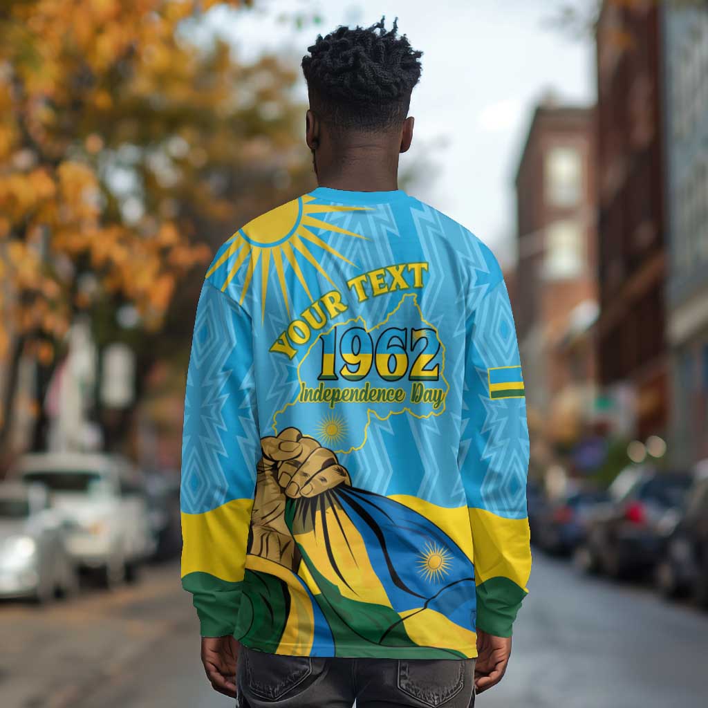 Personalized Happy Rwanda Independence Day Long Sleeve Shirt Coat Of Arms With Map