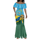 Personalized Happy Rwanda Independence Day Mermaid Dress Coat Of Arms With Map