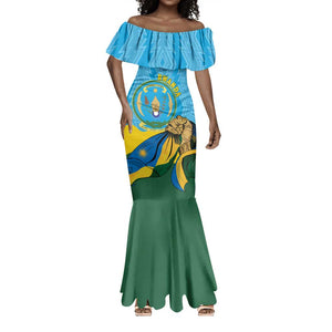 Personalized Happy Rwanda Independence Day Mermaid Dress Coat Of Arms With Map