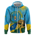 Personalized Happy Rwanda Independence Day Zip Hoodie Coat Of Arms With Map