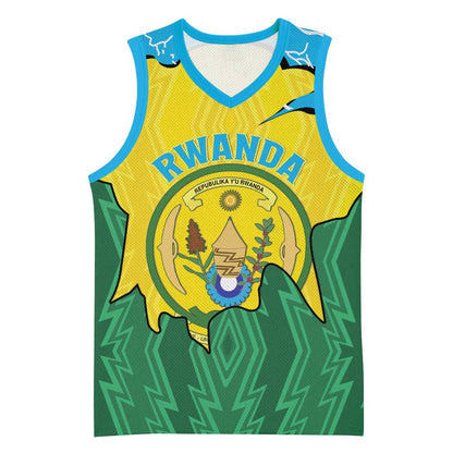 Personalized Jamhuri ya Rwanda Basketball Jersey Coat Of Arms Imigongo Pattern LT15