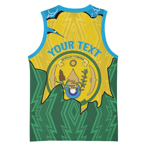 Personalized Jamhuri ya Rwanda Basketball Jersey Coat Of Arms Imigongo Pattern LT15