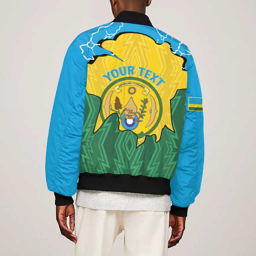 Personalized Jamhuri ya Rwanda Bomber Jacket Coat Of Arms Imigongo Pattern
