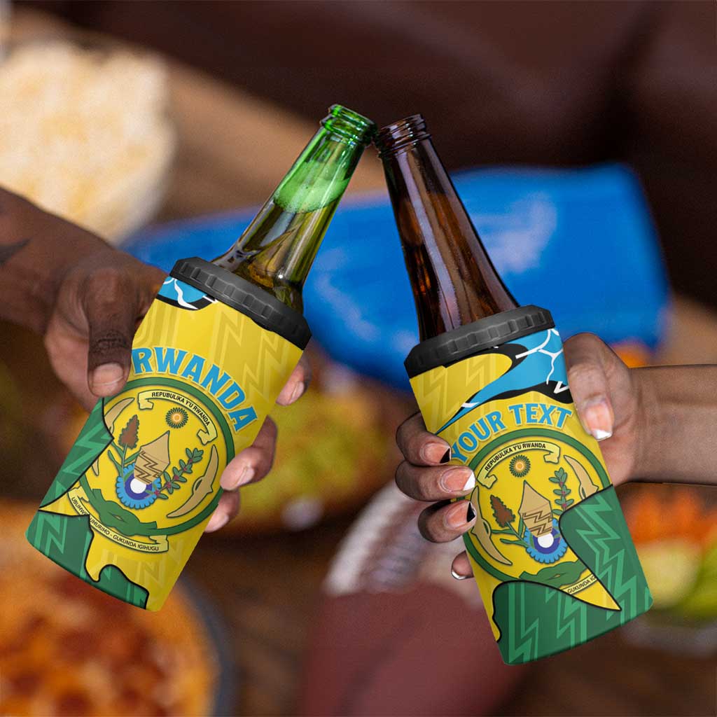 Personalized Jamhuri ya Rwanda 4 in 1 Can Cooler Tumbler Coat Of Arms Imigongo Pattern