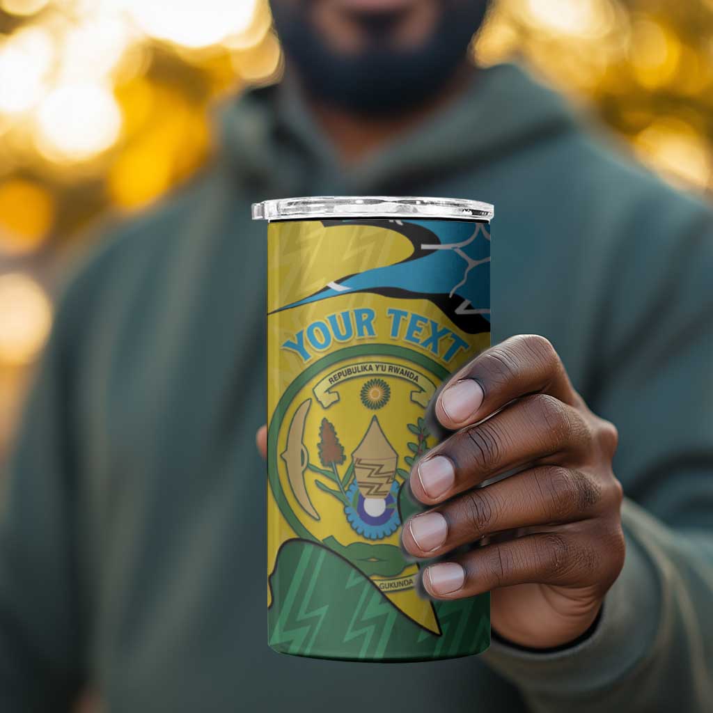 Personalized Jamhuri ya Rwanda 4 in 1 Can Cooler Tumbler Coat Of Arms Imigongo Pattern