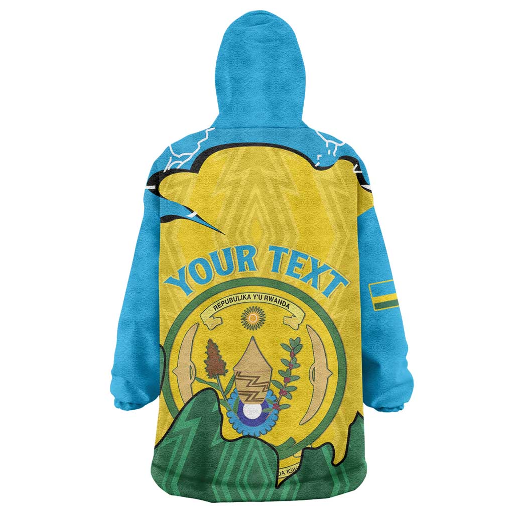 Personalized Jamhuri ya Rwanda Kid Wearable Blanket Hoodie Coat Of Arms Imigongo Pattern