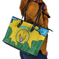Personalized Jamhuri ya Rwanda Leather Tote Bag Coat Of Arms Imigongo Pattern