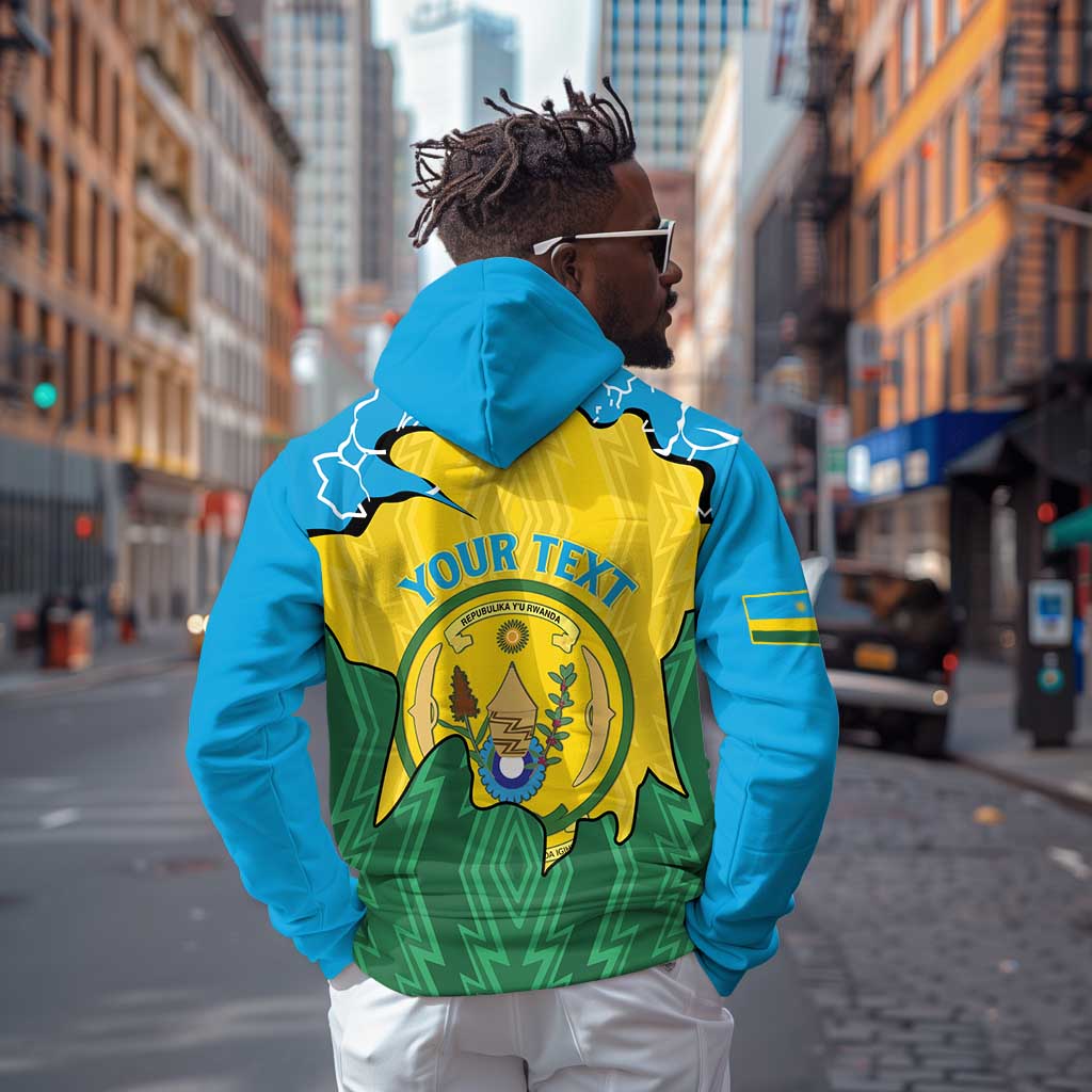 Personalized Jamhuri ya Rwanda Zip Hoodie Coat Of Arms Imigongo Pattern