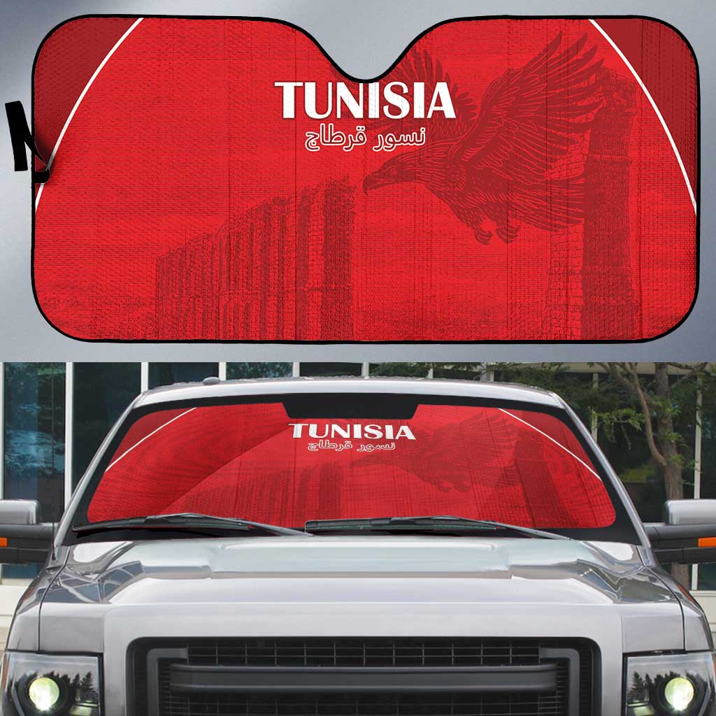 Tunisia Football Auto Sun Shade Red Eagles of Carthage