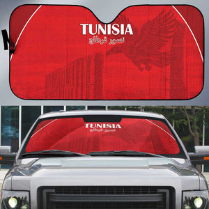 Tunisia Football Auto Sun Shade Red Eagles of Carthage