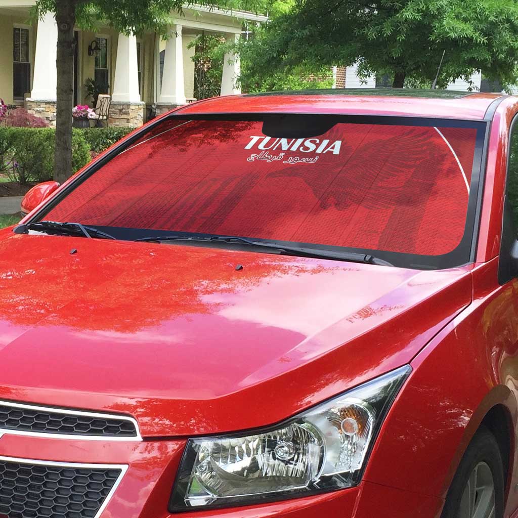 Tunisia Football Auto Sun Shade Red Eagles of Carthage