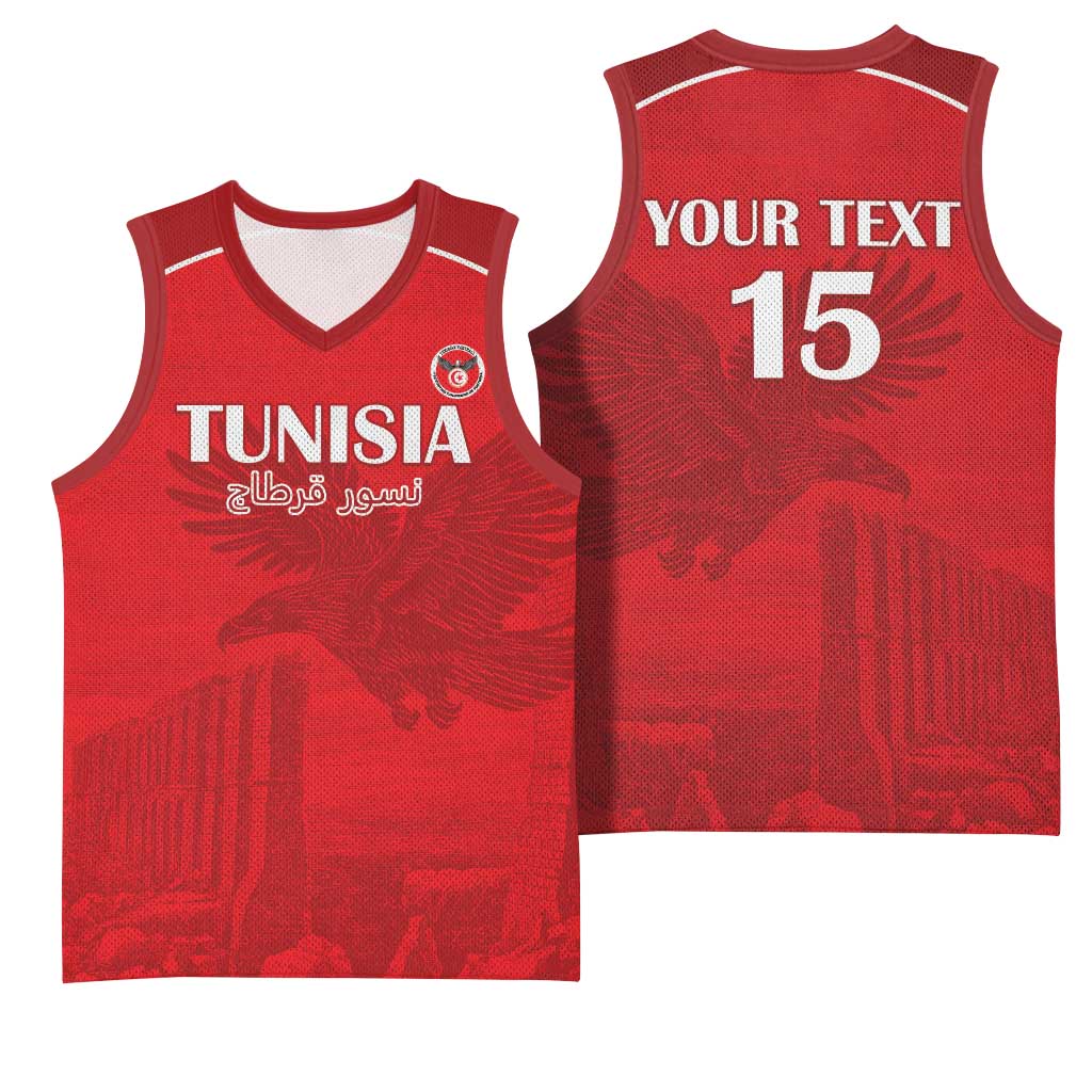 Custom Tunisia Football Basketball Jersey Eagles of Carthage Go Champion - Red Color LT15