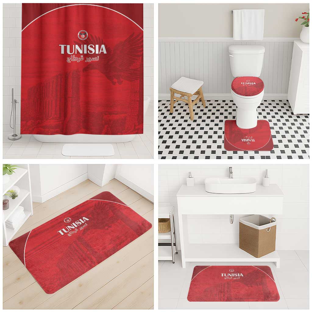 Tunisia Football Bathroom Set Red Eagles of Carthage