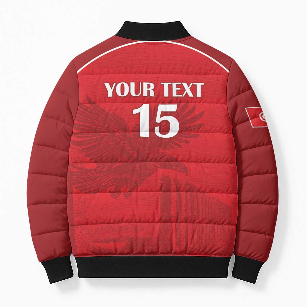 Custom Tunisia Football Bomber Puffer Jacket Red Eagles of Carthage