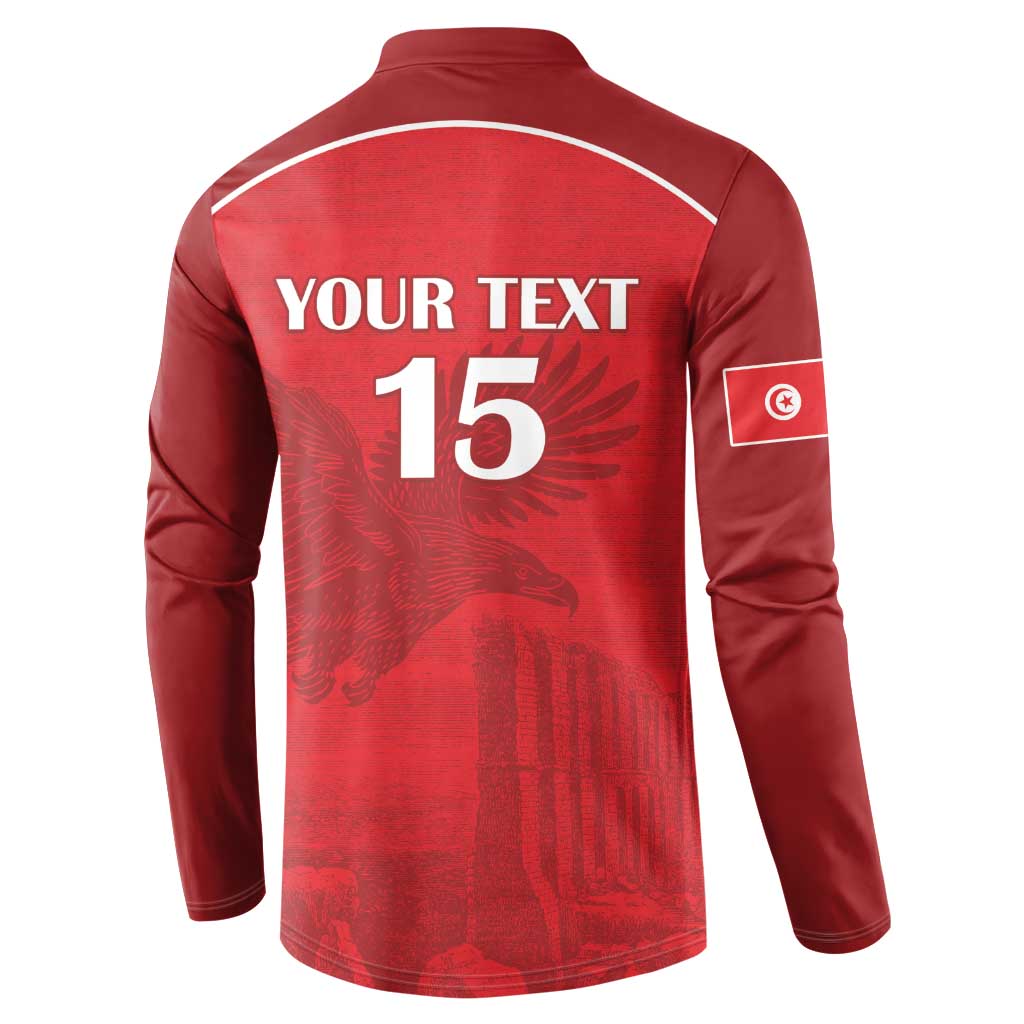 Custom Tunisia Football Button Sweatshirt Red Eagles of Carthage
