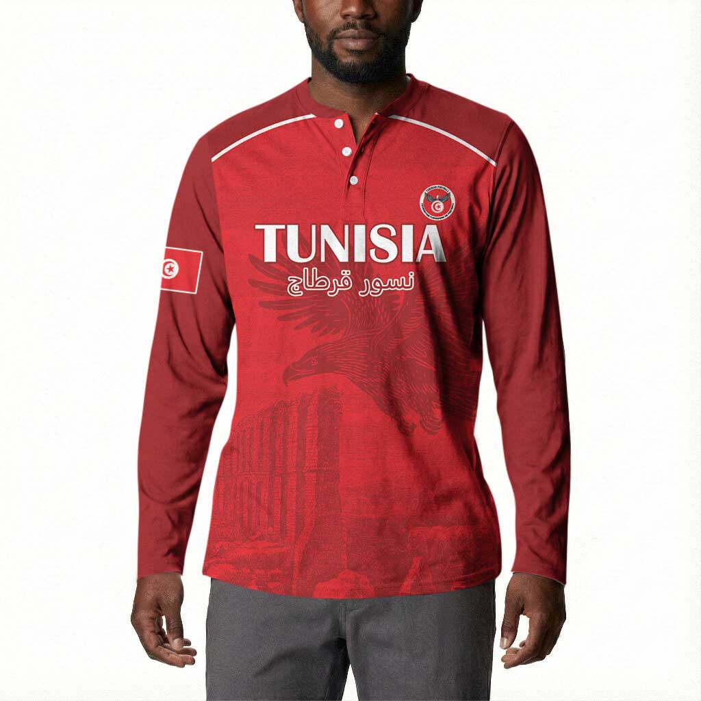 Custom Tunisia Football Button Sweatshirt Red Eagles of Carthage