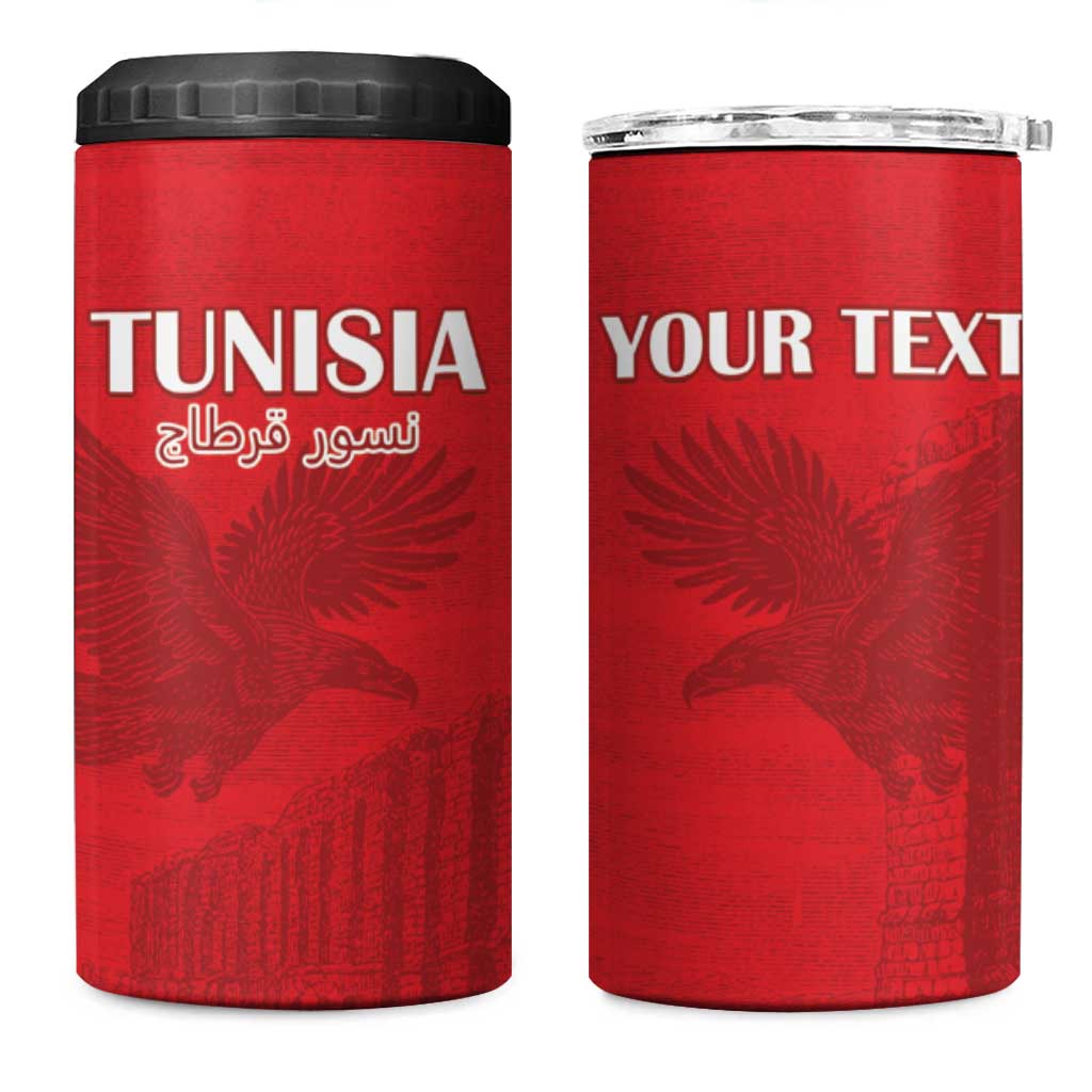 Custom Tunisia Football 4 in 1 Can Cooler Tumbler Eagles of Carthage Go Champion - Red Color - African Pride