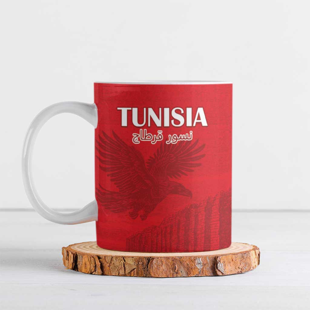 Custom Tunisia Football Ceramic Mug Red Eagles of Carthage