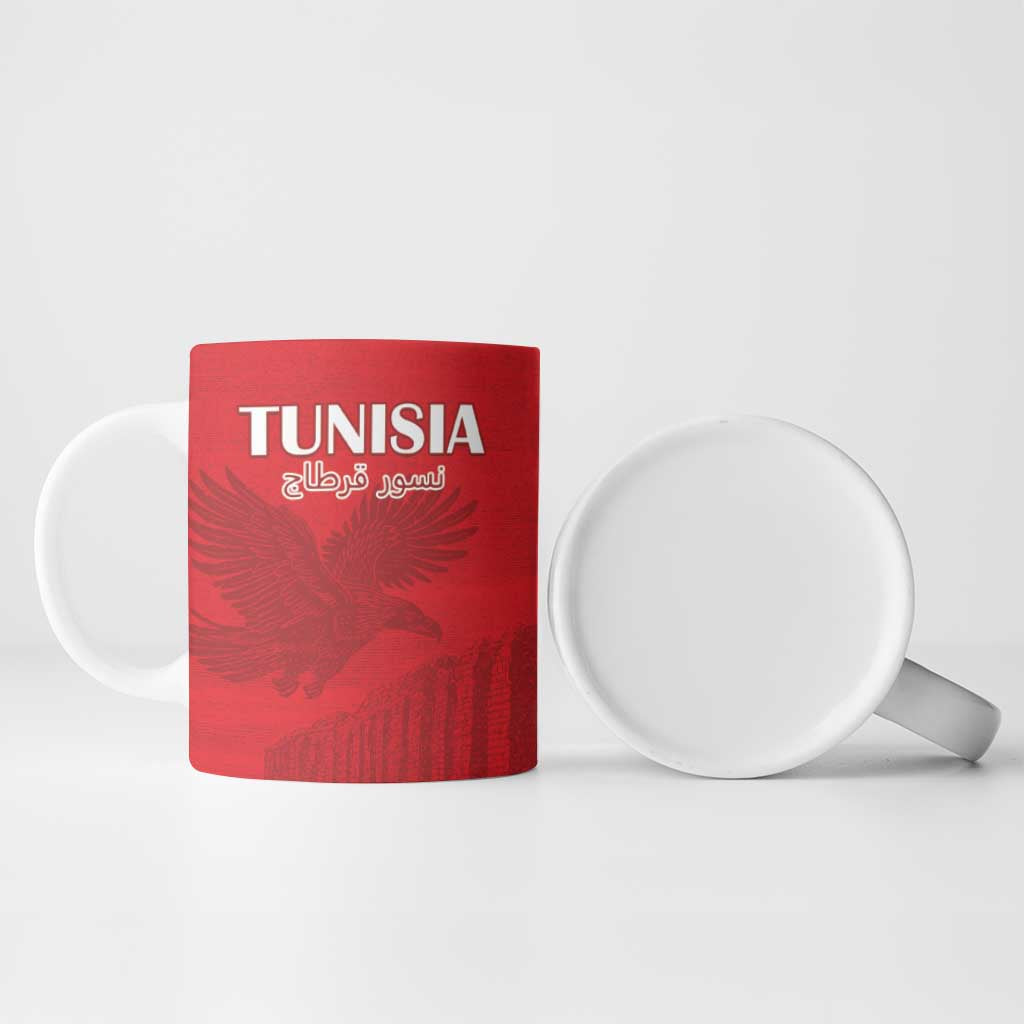 Custom Tunisia Football Ceramic Mug Red Eagles of Carthage
