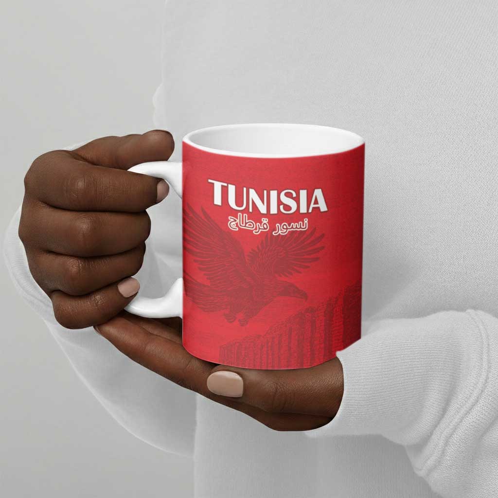 Custom Tunisia Football Ceramic Mug Red Eagles of Carthage
